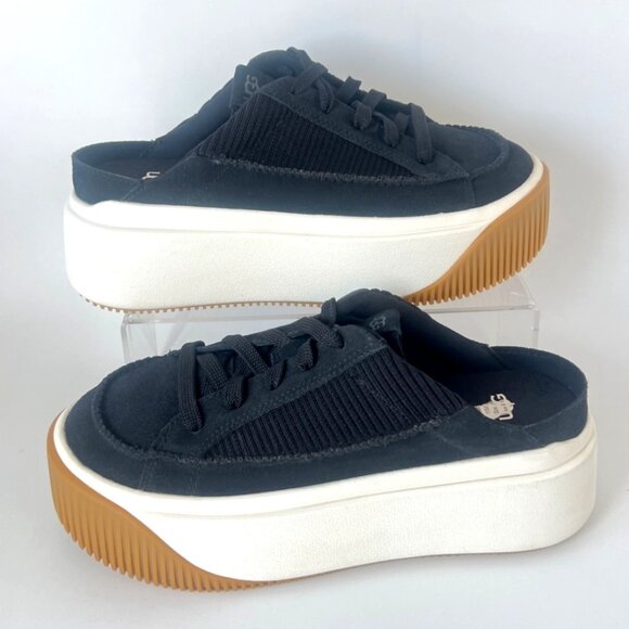 UGG EZ-Duzzit Black White Platform Chunky Mules Women Size US7 - Picture 2 of 11